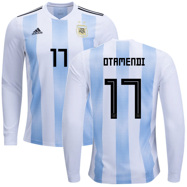 Argentina #17 Otamendi Home Long Sleeves Kid Soccer Country Jersey